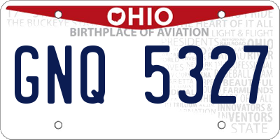 OH license plate GNQ5327