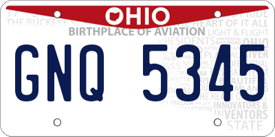 OH license plate GNQ5345