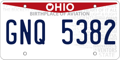 OH license plate GNQ5382