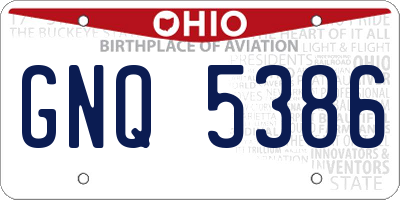 OH license plate GNQ5386