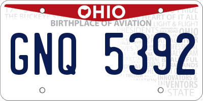 OH license plate GNQ5392