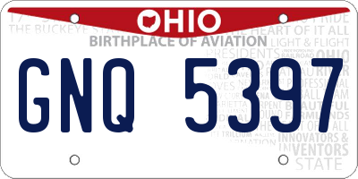 OH license plate GNQ5397