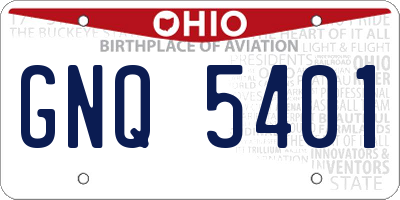 OH license plate GNQ5401