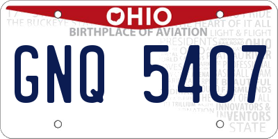 OH license plate GNQ5407