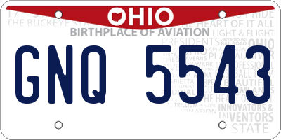 OH license plate GNQ5543