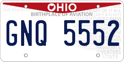 OH license plate GNQ5552