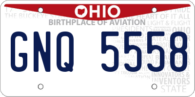 OH license plate GNQ5558