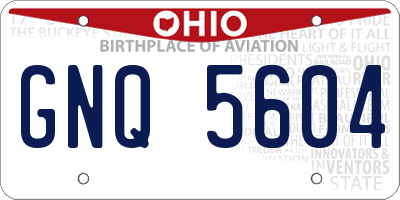OH license plate GNQ5604