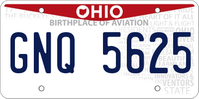 OH license plate GNQ5625