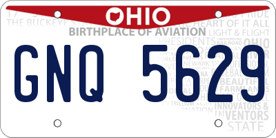 OH license plate GNQ5629