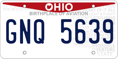 OH license plate GNQ5639