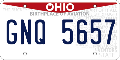 OH license plate GNQ5657
