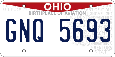 OH license plate GNQ5693