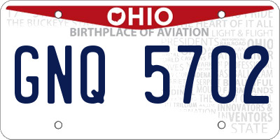 OH license plate GNQ5702