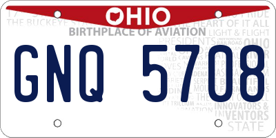 OH license plate GNQ5708