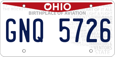 OH license plate GNQ5726