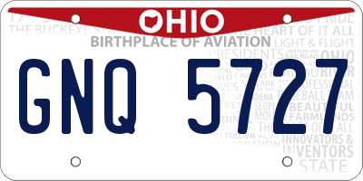 OH license plate GNQ5727