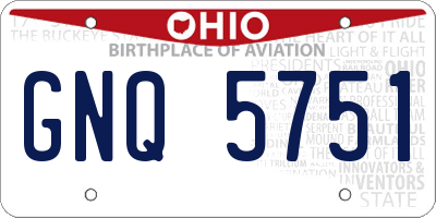 OH license plate GNQ5751