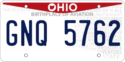 OH license plate GNQ5762