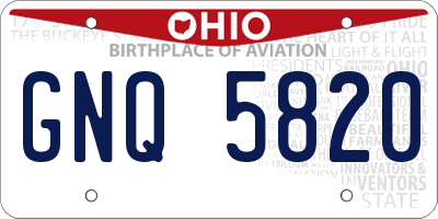 OH license plate GNQ5820