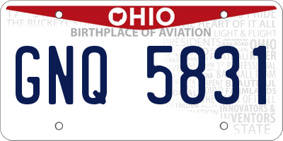 OH license plate GNQ5831
