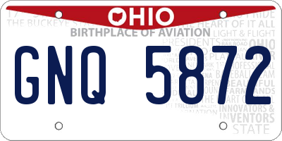 OH license plate GNQ5872