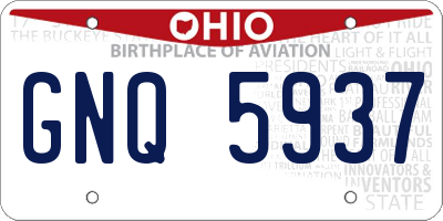 OH license plate GNQ5937