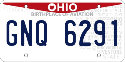OH license plate GNQ6291