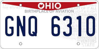 OH license plate GNQ6310
