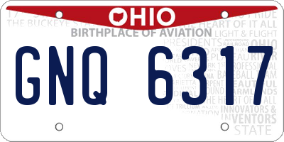 OH license plate GNQ6317