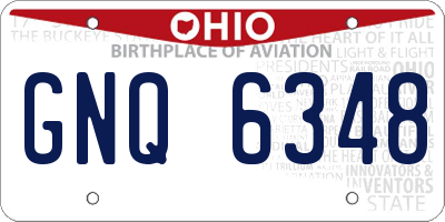OH license plate GNQ6348