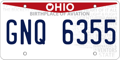 OH license plate GNQ6355