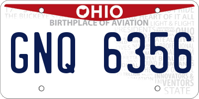 OH license plate GNQ6356