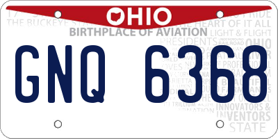 OH license plate GNQ6368
