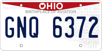 OH license plate GNQ6372