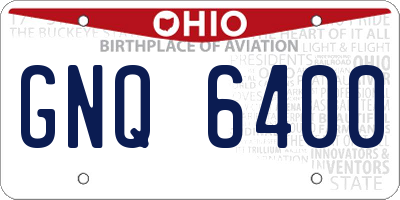 OH license plate GNQ6400