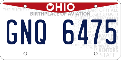 OH license plate GNQ6475
