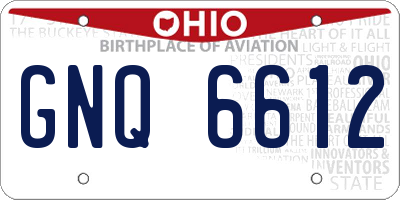 OH license plate GNQ6612