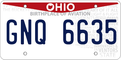OH license plate GNQ6635
