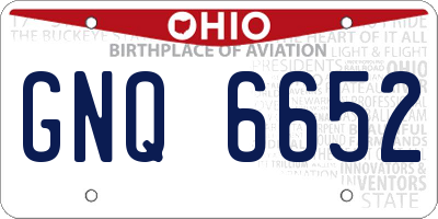 OH license plate GNQ6652