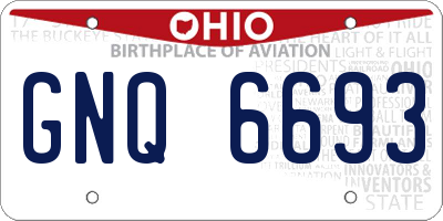 OH license plate GNQ6693