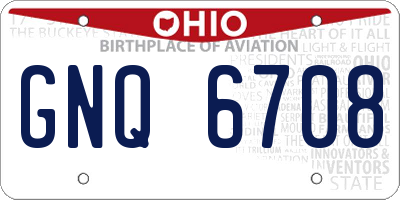 OH license plate GNQ6708