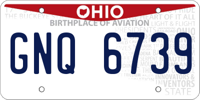 OH license plate GNQ6739