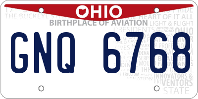 OH license plate GNQ6768