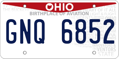 OH license plate GNQ6852