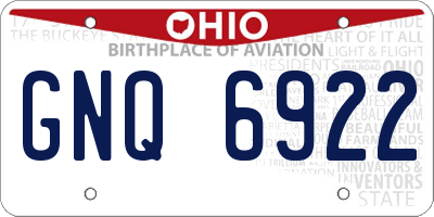 OH license plate GNQ6922