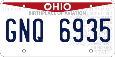 OH license plate GNQ6935