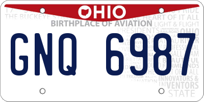 OH license plate GNQ6987