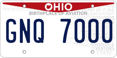 OH license plate GNQ7000