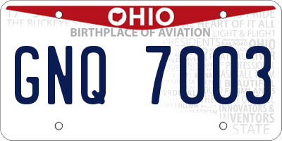OH license plate GNQ7003